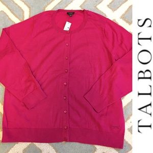 NWT TALBOTS charming Pima cardi fushsia 3XP
